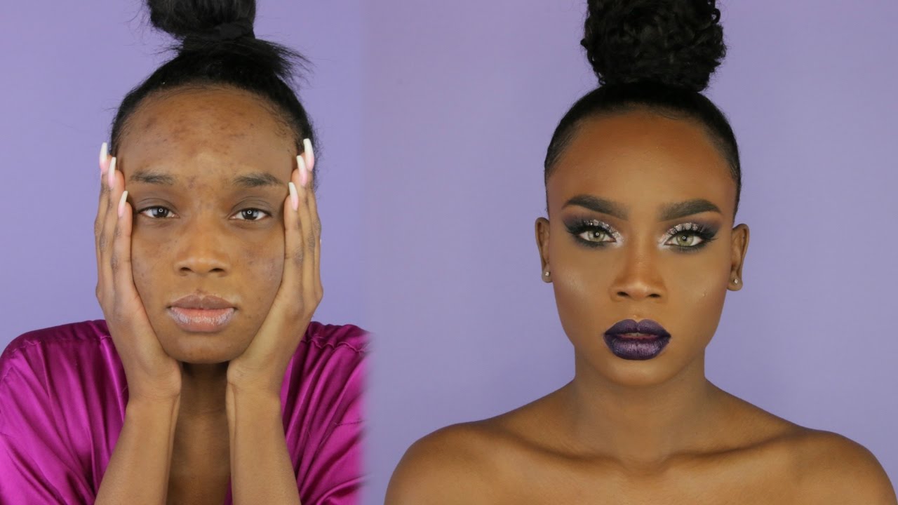 Full Face Prom Makeup | Silver & Purple Glitter Glam
