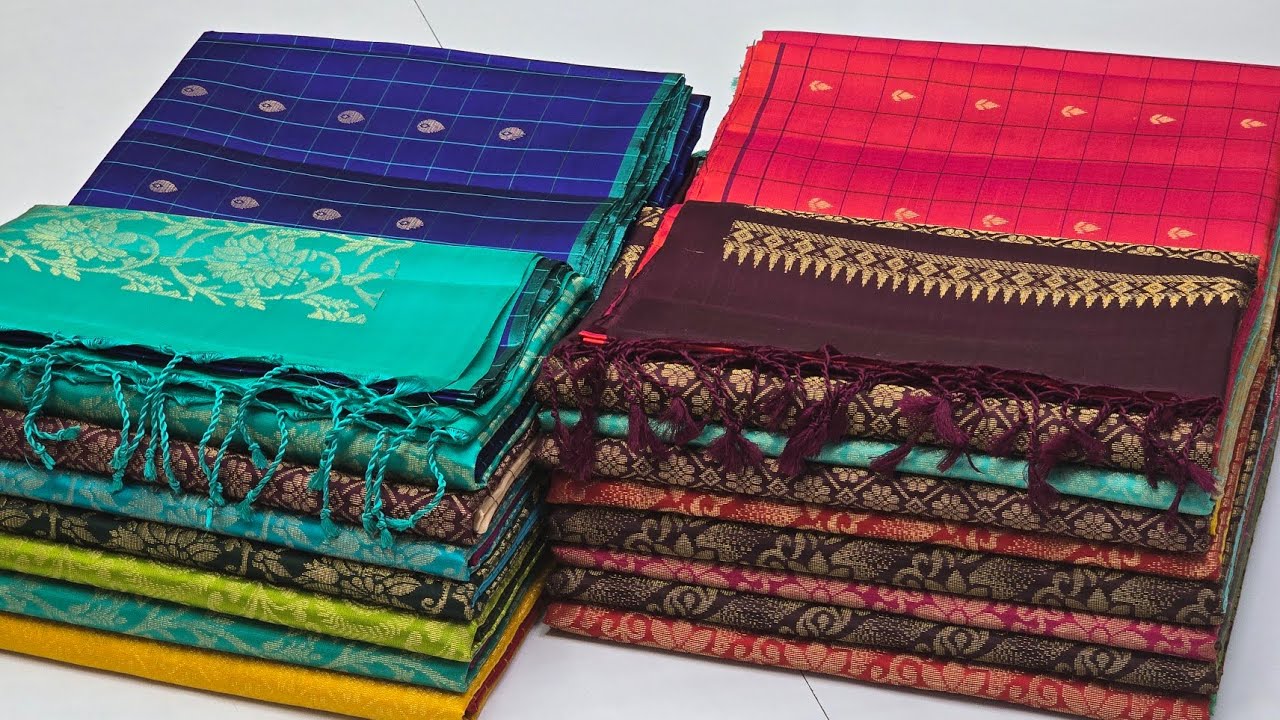 Traditional Checks Pure Soft Silk Sarees || Coimbatore Wholesale || Sarees Online Shopping