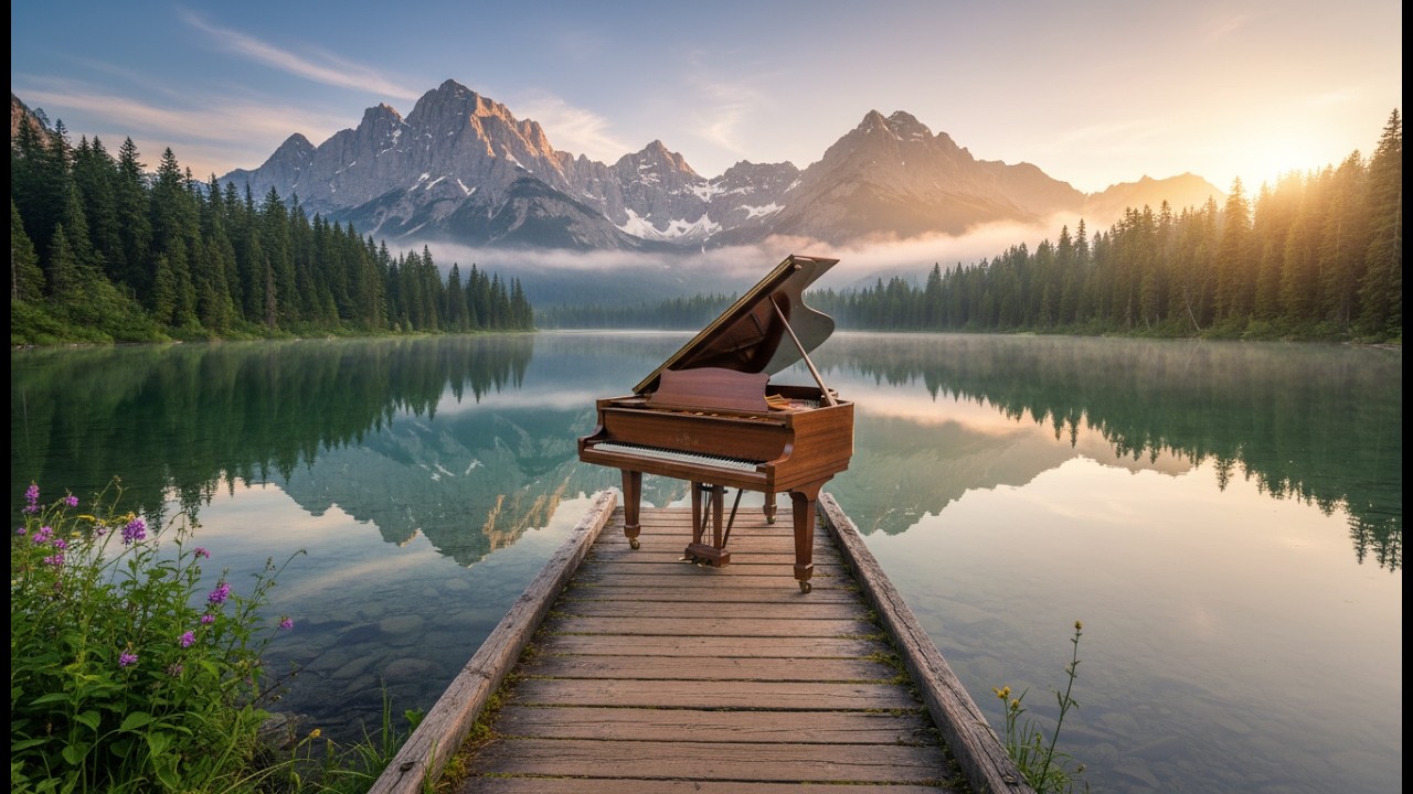Peaceful Piano Music: Relaxing Mountain Lake Escape