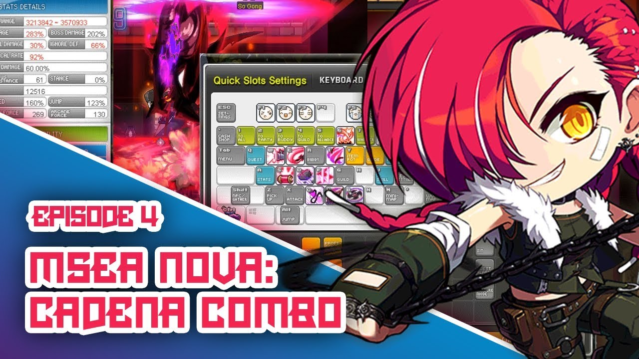 MapleStory Nova: Cadena Skill Combo at Boss/Mob Guide (Outdated)