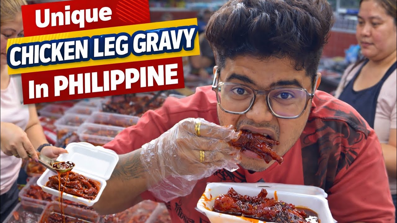 eating Unique Chicken Leg Gravy In Philippine Street Market 😱🤯|Kanda Lovers Village 