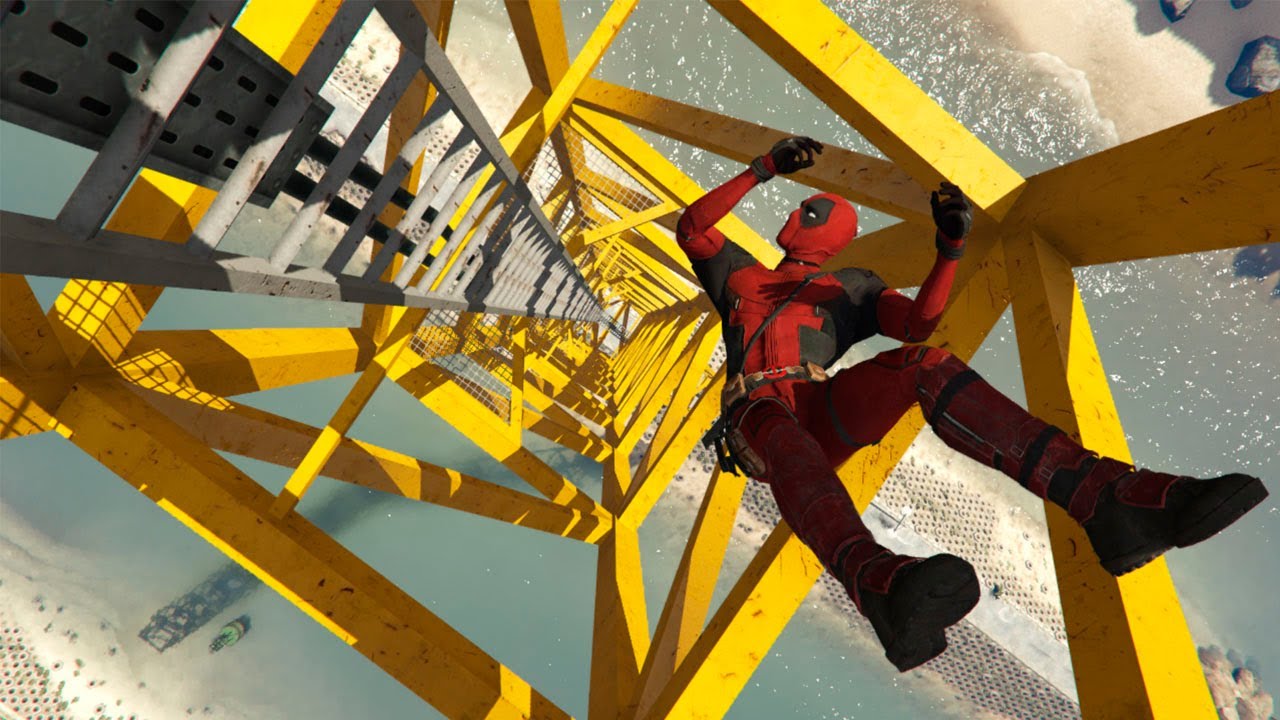 GTA 5 Impressive Ragdolls #82 (Deadpool Falls From Giant Ladder)