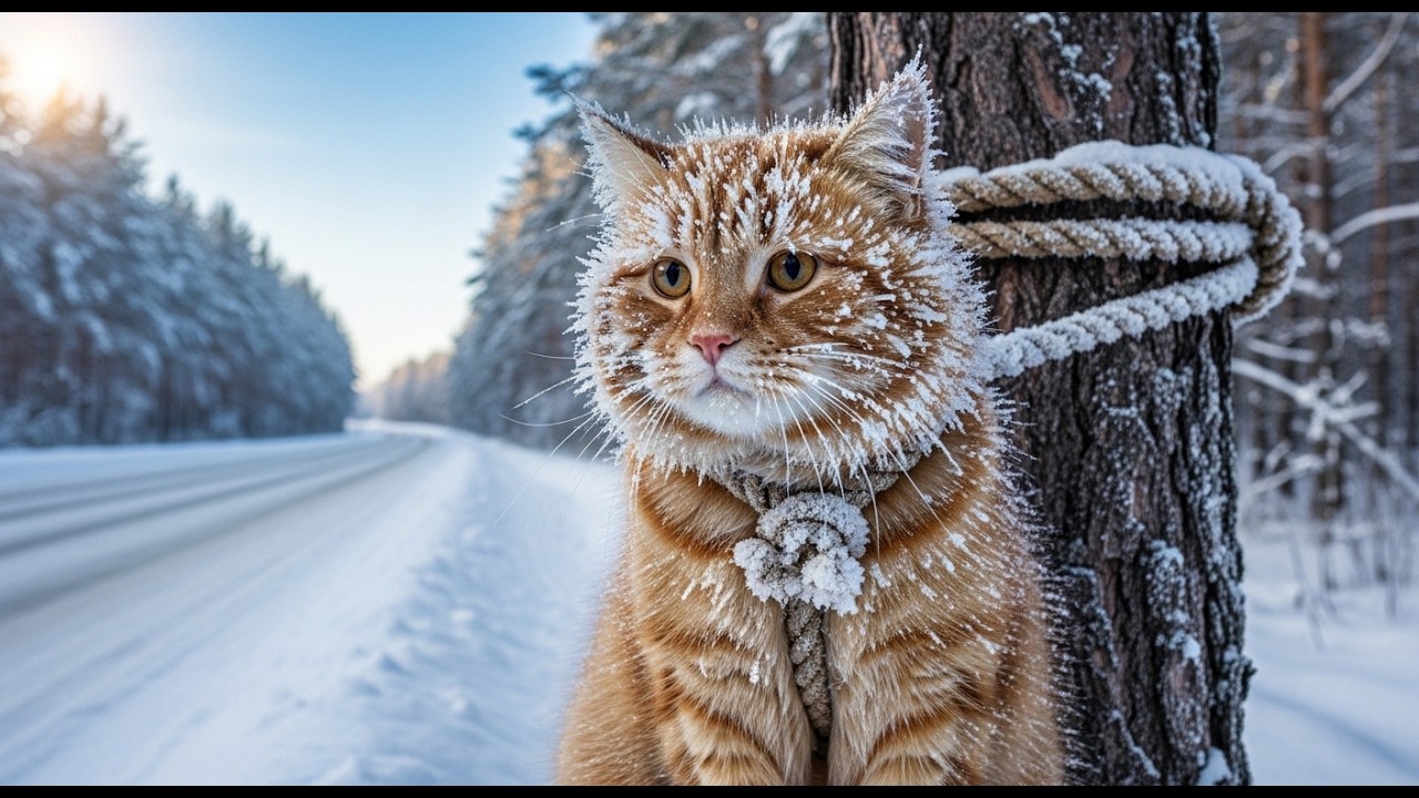 En una Carretera Fría, una Gatita Esperaba… Hasta que Alguien la Notó