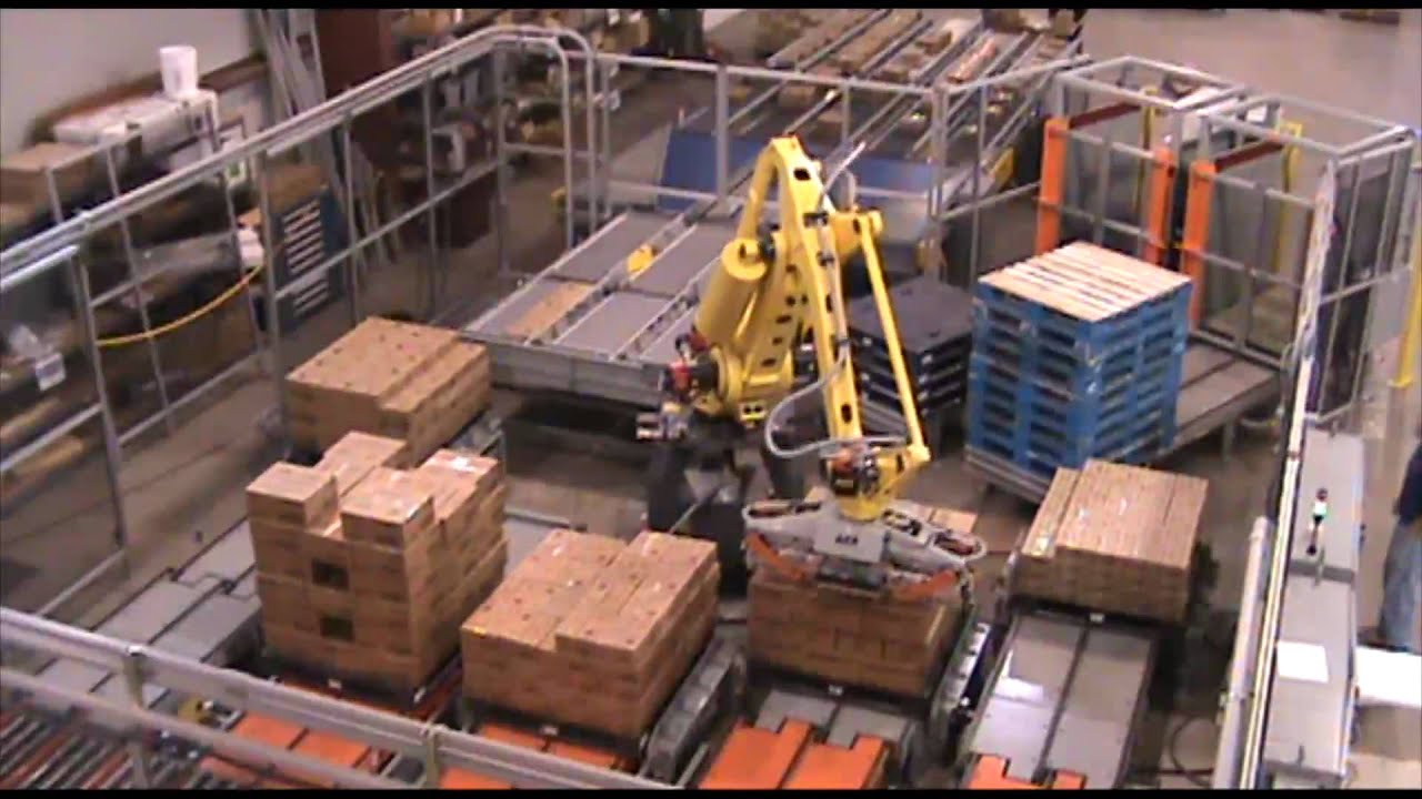 Robotic Case Palletizing Video Automated Cells and Equipment