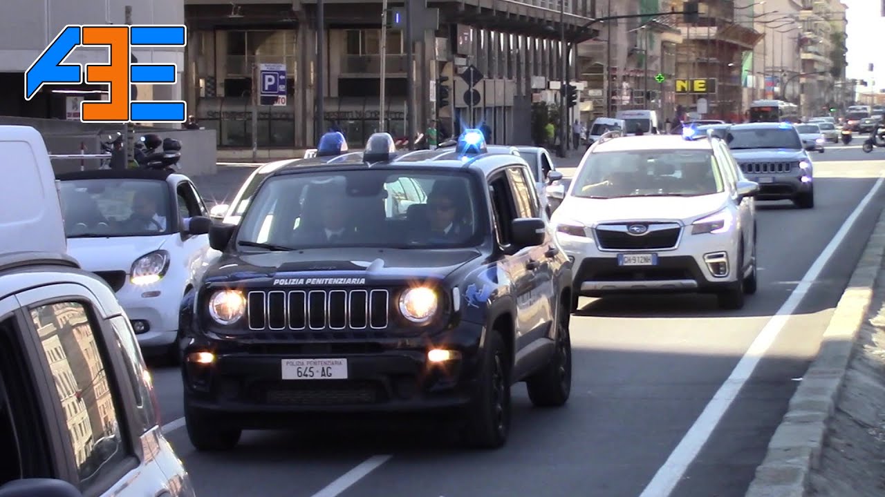 5x Auto Polizia Penitenziaria Genova in sirena nel traffico [40 000 Iscritti]