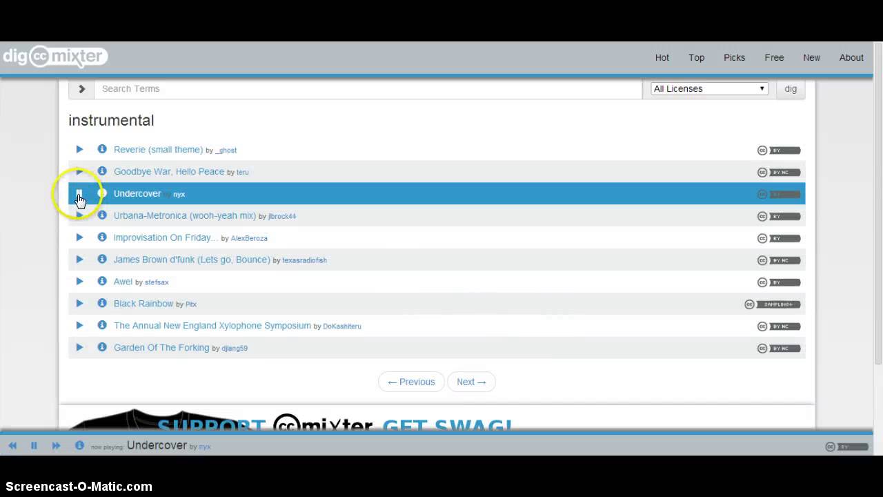 Save .mp3 file from dig.ccmixter.org