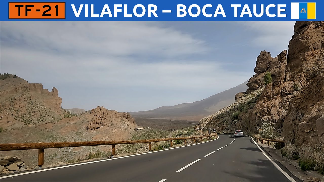 Driving in Tenerife. A road from Vilaflor towards El Teide. 4K