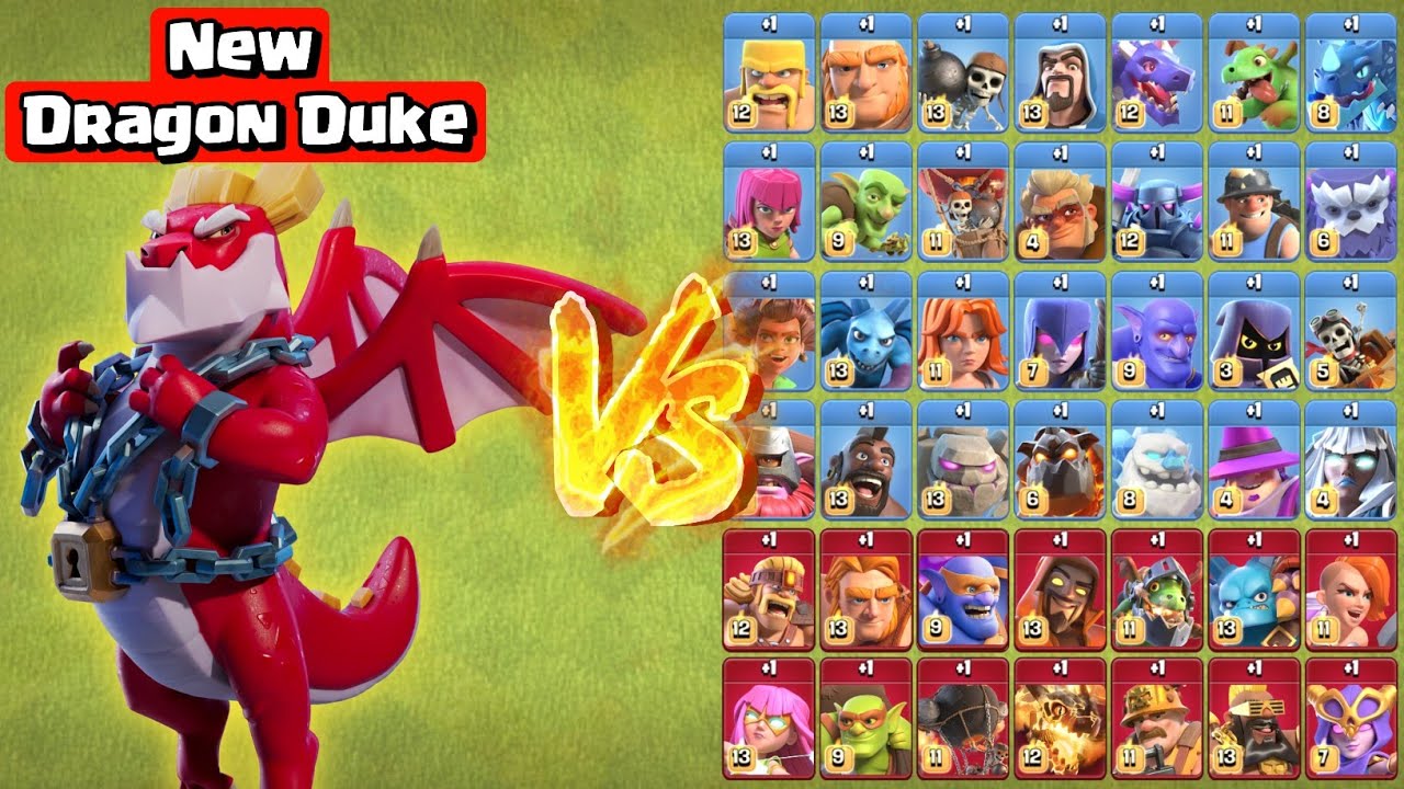 New Hero Dragon Duke VS All Max Troops! Clash of Clans