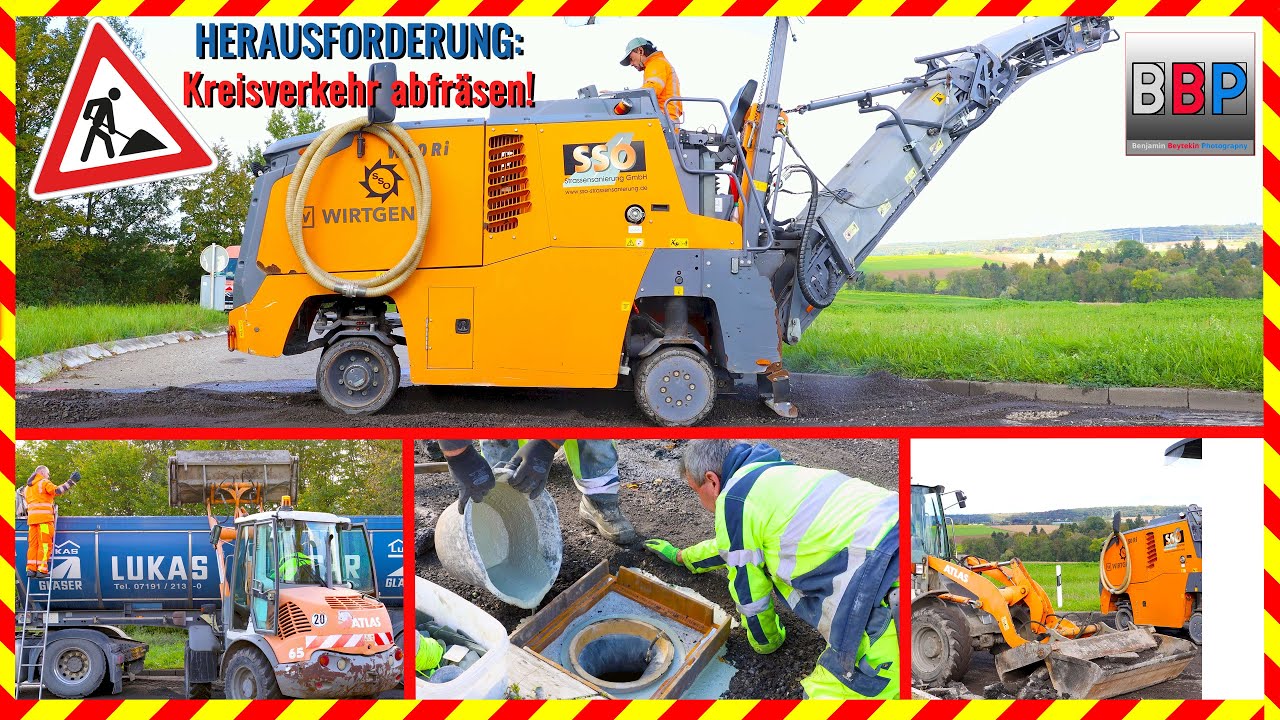 Wirtgen W 50 Ri,... Sanierung Kreisverkehr, Waiblingen, 2024. #4 #coldmilling #wirtgen