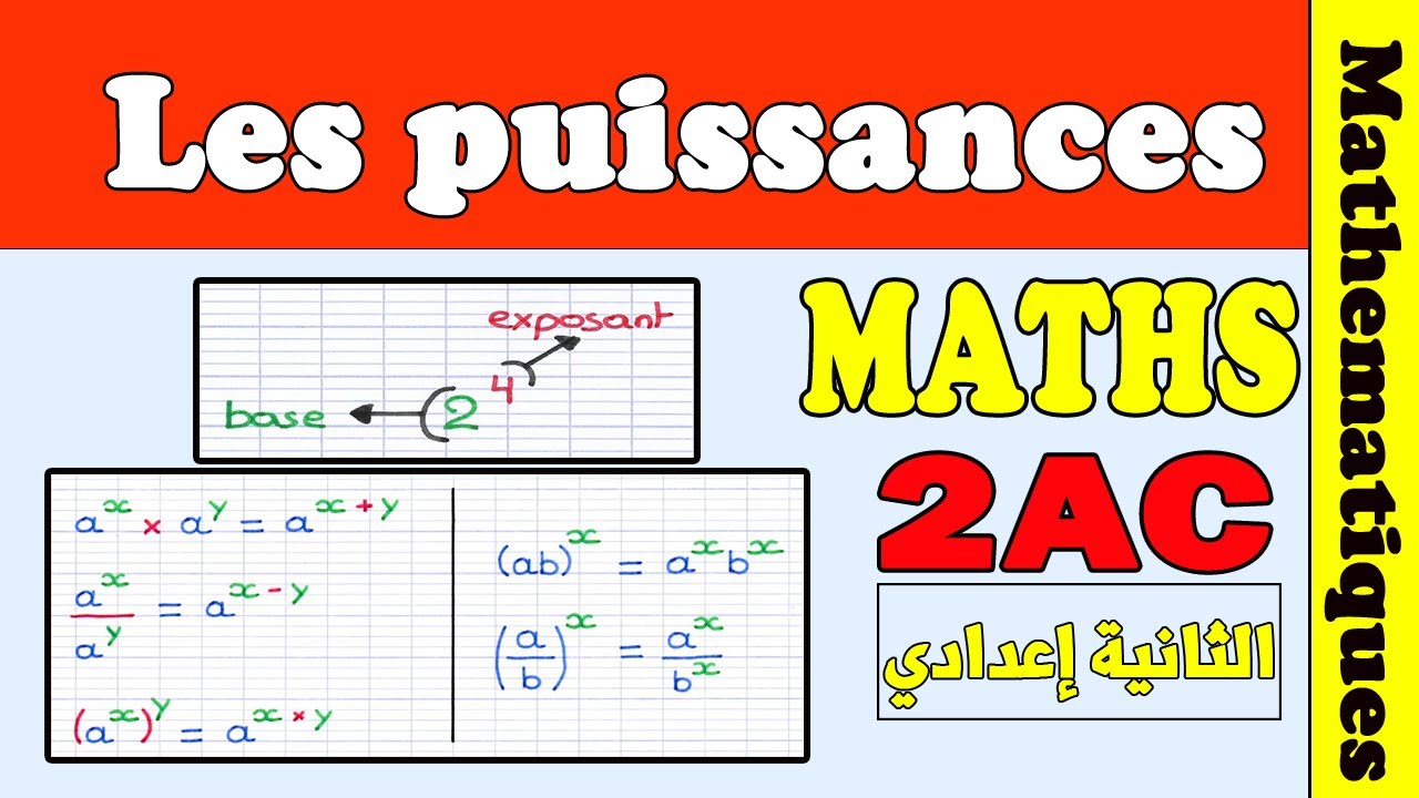les puissances 2ème année collège math | cours maths 2 année collège