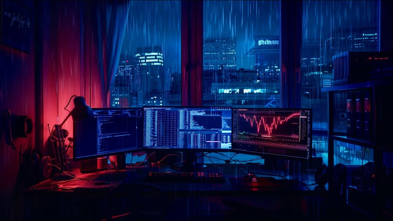 Late Night Trading Session &ndash; Deep Focus Dark Ambient (Rainy City, 2 Hours)