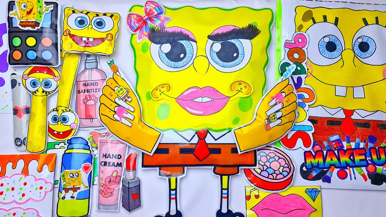 💖 PAPER DIY 💖 SPONGEBOB BLIND BAG 🛍️ / SKIN CARE 💆🏻‍♀️ MAKEUP 💄 NAILS 💅🏻