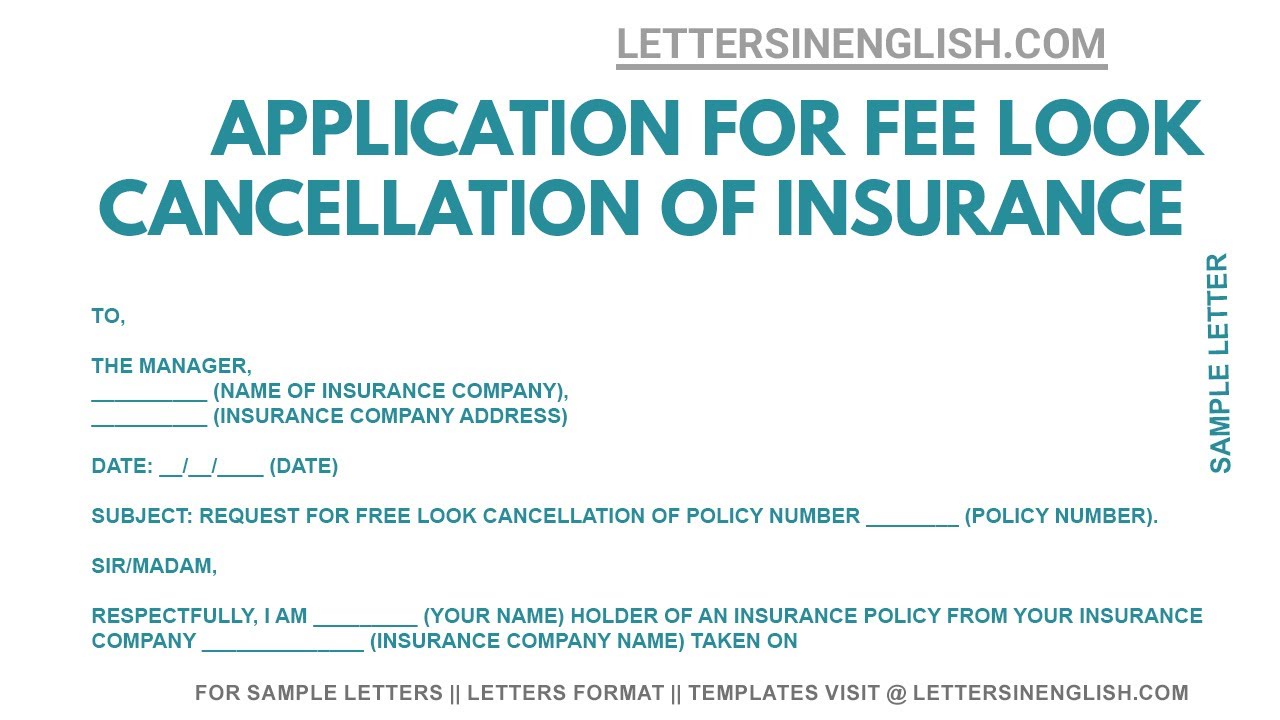 Application for Cancellation of Insurance Policy | Letter for Cancellation of Insurance Policy