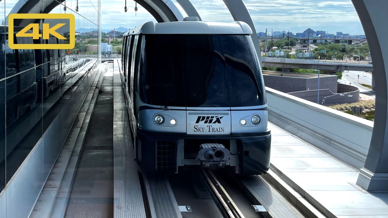 Phoenix Sky Harbor International Airport PHX Sky Train, Alstom Innovia APM 200, 4K People Mover Ride