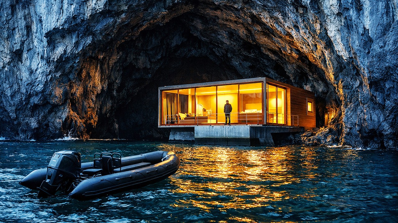 This man Built a SECRET HOUSE inside an COSTAL CAVE — Building a house in the Remote Island (ASMR)