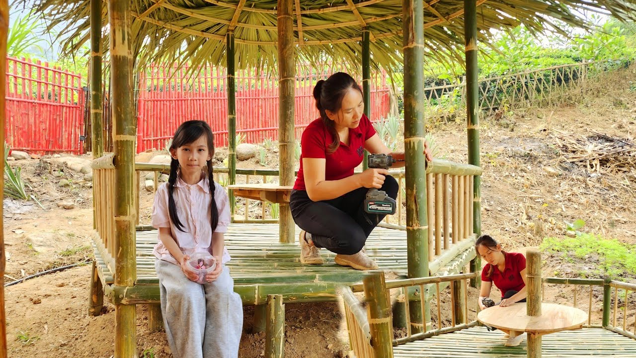 Build and complete 100% bamboo house. New life of single mother after leaving the city
