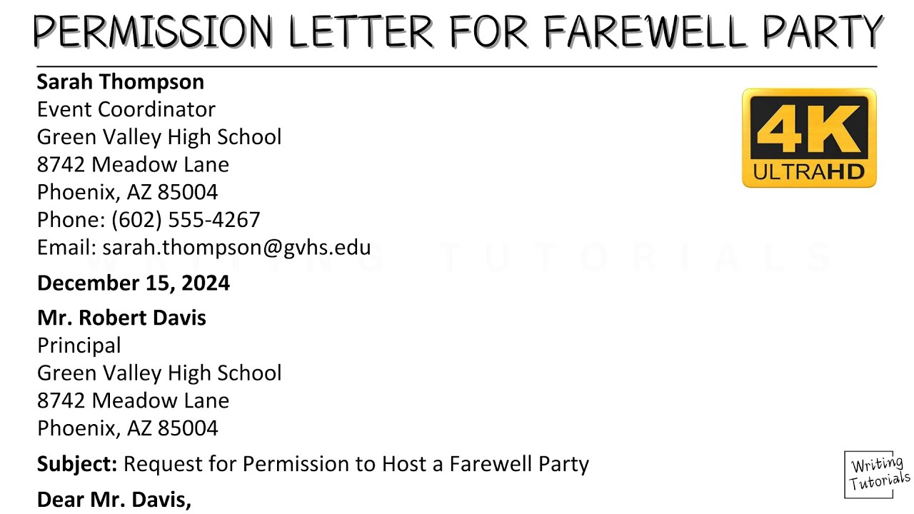 How To Write Permission Letter for Farewell Party with Sample and Explanation | Writing Tutorials