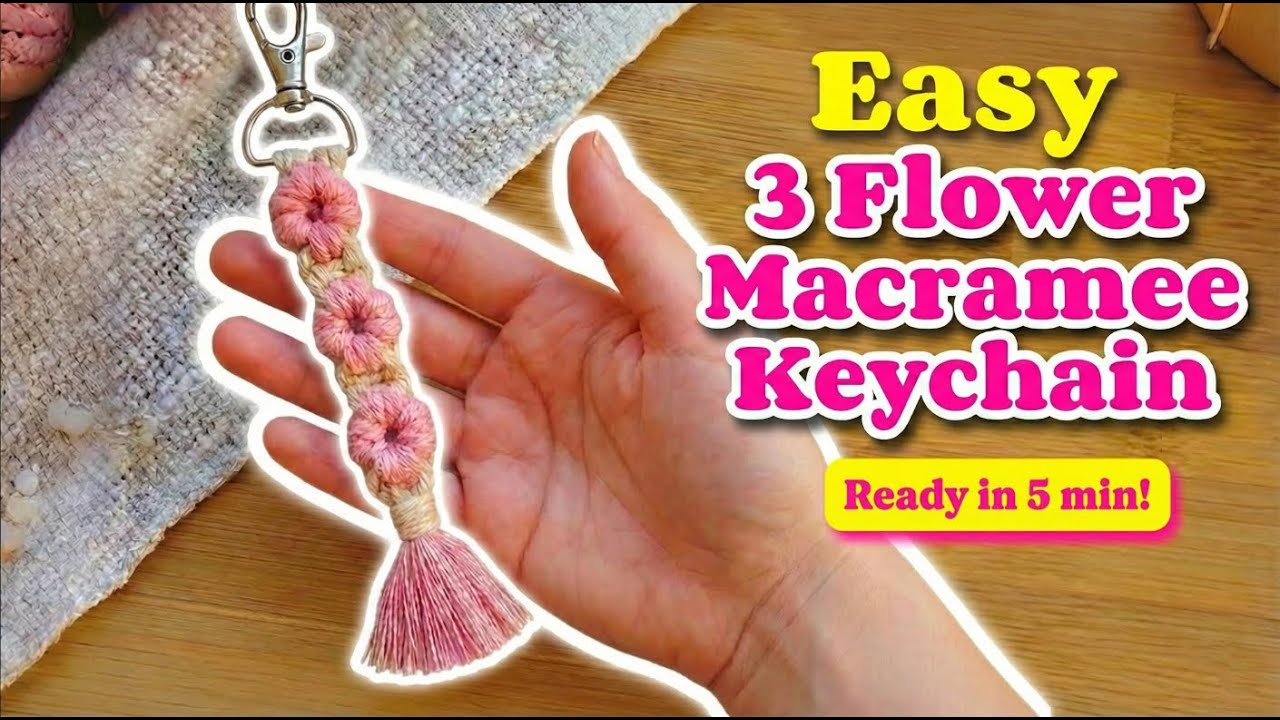 Easy: How to Make a Macrame Flower Keychain (DIY)