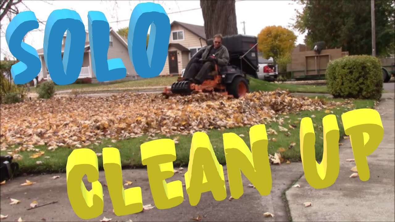Solo Saturday leaf cleanup with Scag Clam shell bagger