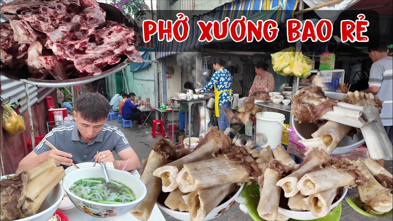 Bất ngờ trước quán phở 1 tô phở hai cây xương mà chỉ có 25k ăn bao rẻ 