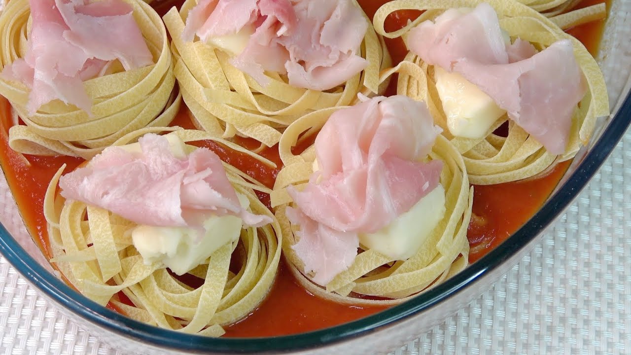IL PIATTO FURBO DELLE GRANDI OCCASIONI-NIDI DI TAGLIATELLE AL FORNO tutto a crudo!Ricetta Facile!