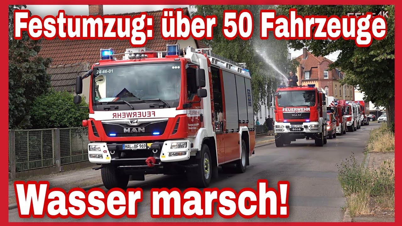 VIELE BESONDERE EINSATZFAHRZEUGE⚠️🚒Großer FESTUMZUG9️⃣0️⃣Jahre FF Halle (Saale)-Kanena🚒🚨