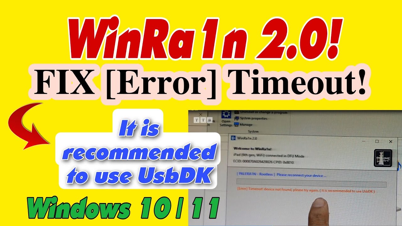 [WinRa1n 2.0] Fix [Error] Timeout! device not found, please try again... use UsbDK | #vienthyhG