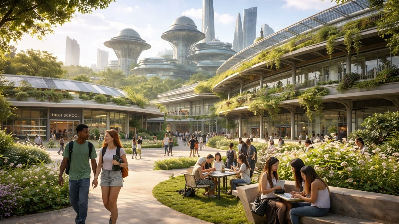 The School & University Eco-Futuristic Green Campuses | Peaceful Study & Learning Ambience 2 hours