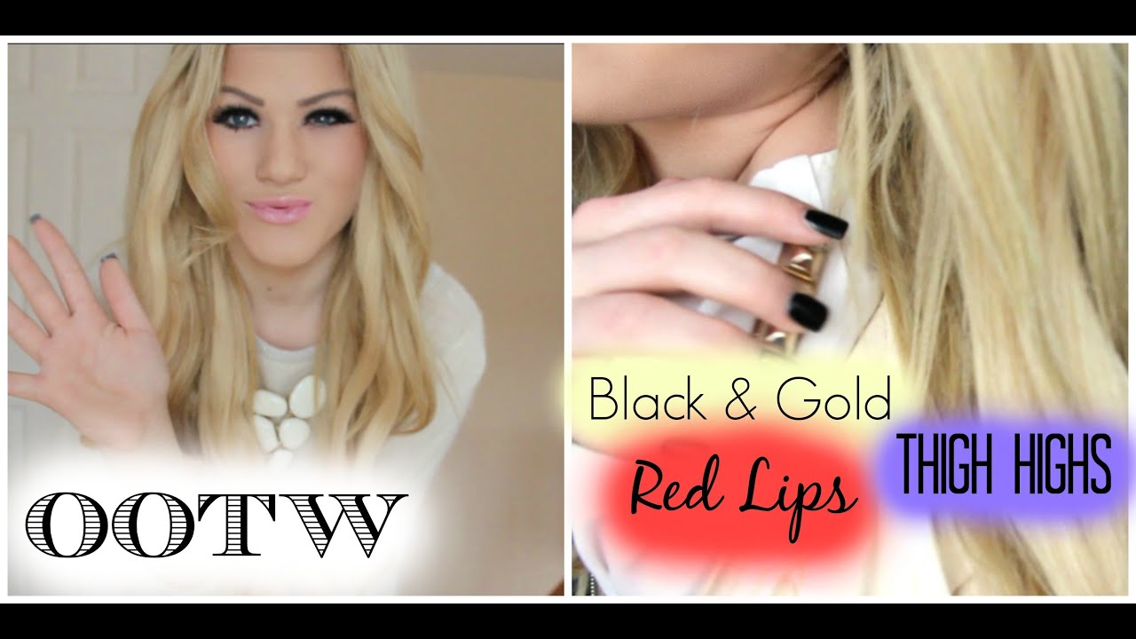 OOTW: Black & Gold, Red Lips, & Thigh Highs | Pbbunny97