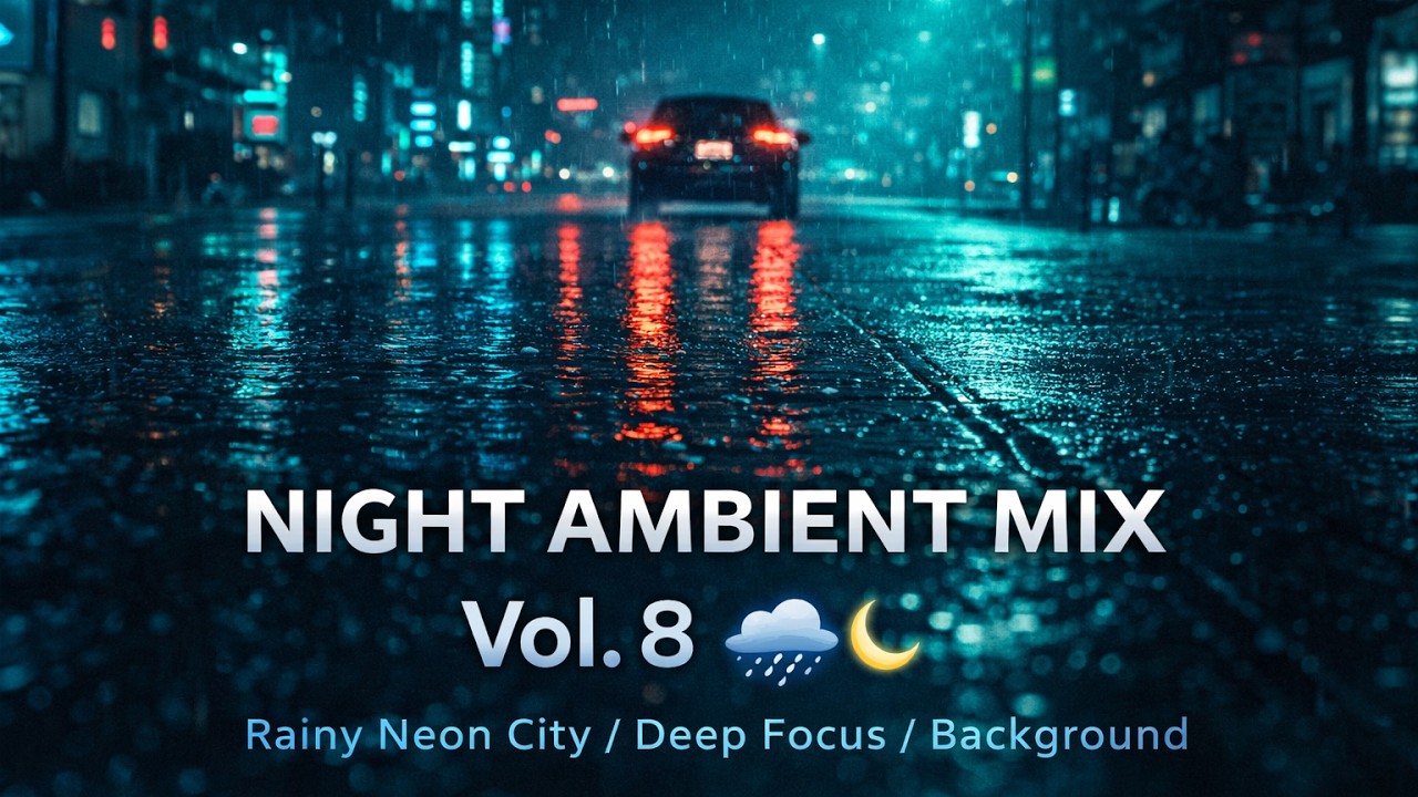 Night Ambient Mix Vol. 8 🌧️ Rainy Neon City Atmosphere for Deep Focus & Background Listening