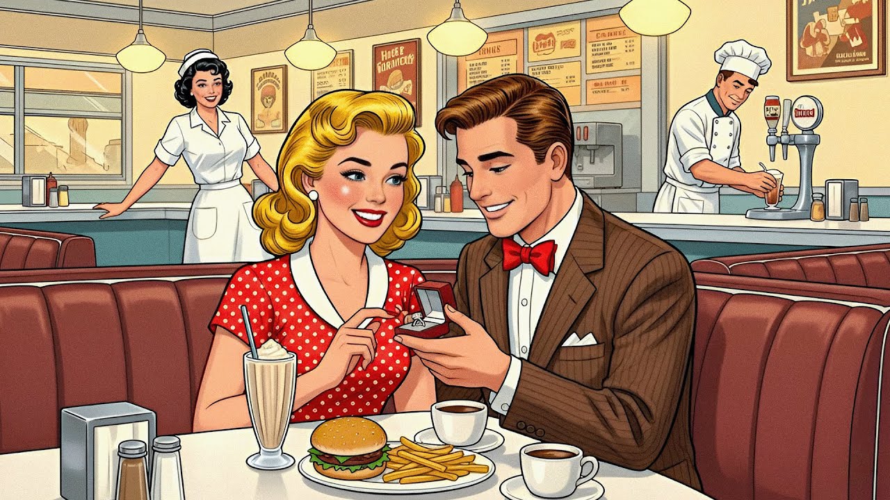 valentine’s day at a small café with soft 40s–50s jazz (vintage jazz, love vibes, relaxing )