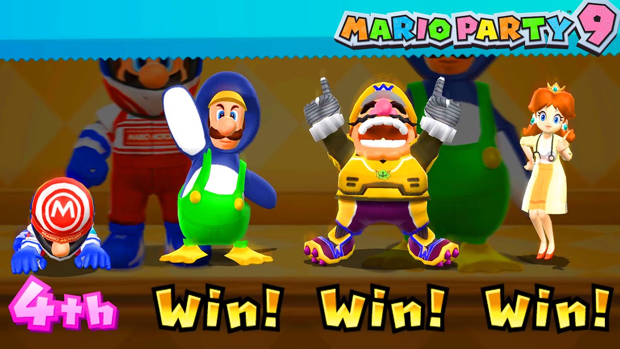 Mario Party 9 Step It Up - Mario vs Luigi vs Wario vs Daisy ( Master Difficulty ) MarioGame