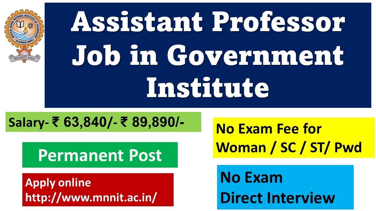 Assistant Professor Job In MNNIT I Motilal Nehru National Institute of Technology Allahabad