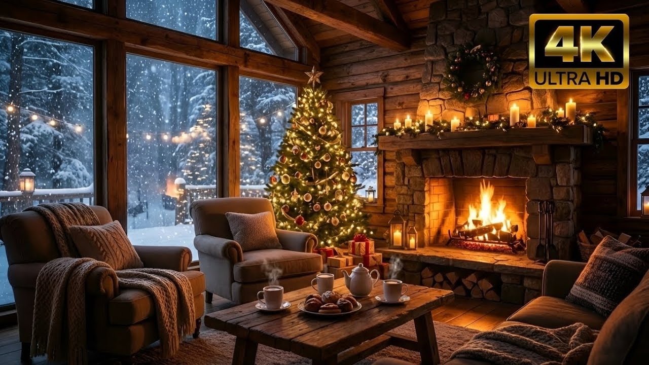 🌨️🎹3 Hours New Year’s Eve Relaxing Piano │ Fireplace Ambience & Snowstorm Outside 4K
