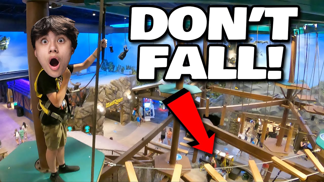 I THOUGHT I WAS GONNA FALL!!! 3 Story Rope Course, Mirror Maze, Bowling at The Great Wolf Lodge!
