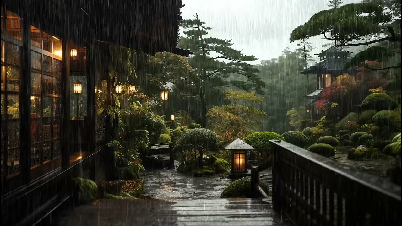 🌧 Hidden Japanese Garden in the Rain | 3H Relaxing Rain Sounds