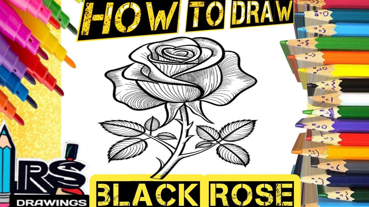 How to draw Black Rose for kids step by step drawing tutorial for kids|drawing painting &coloring 