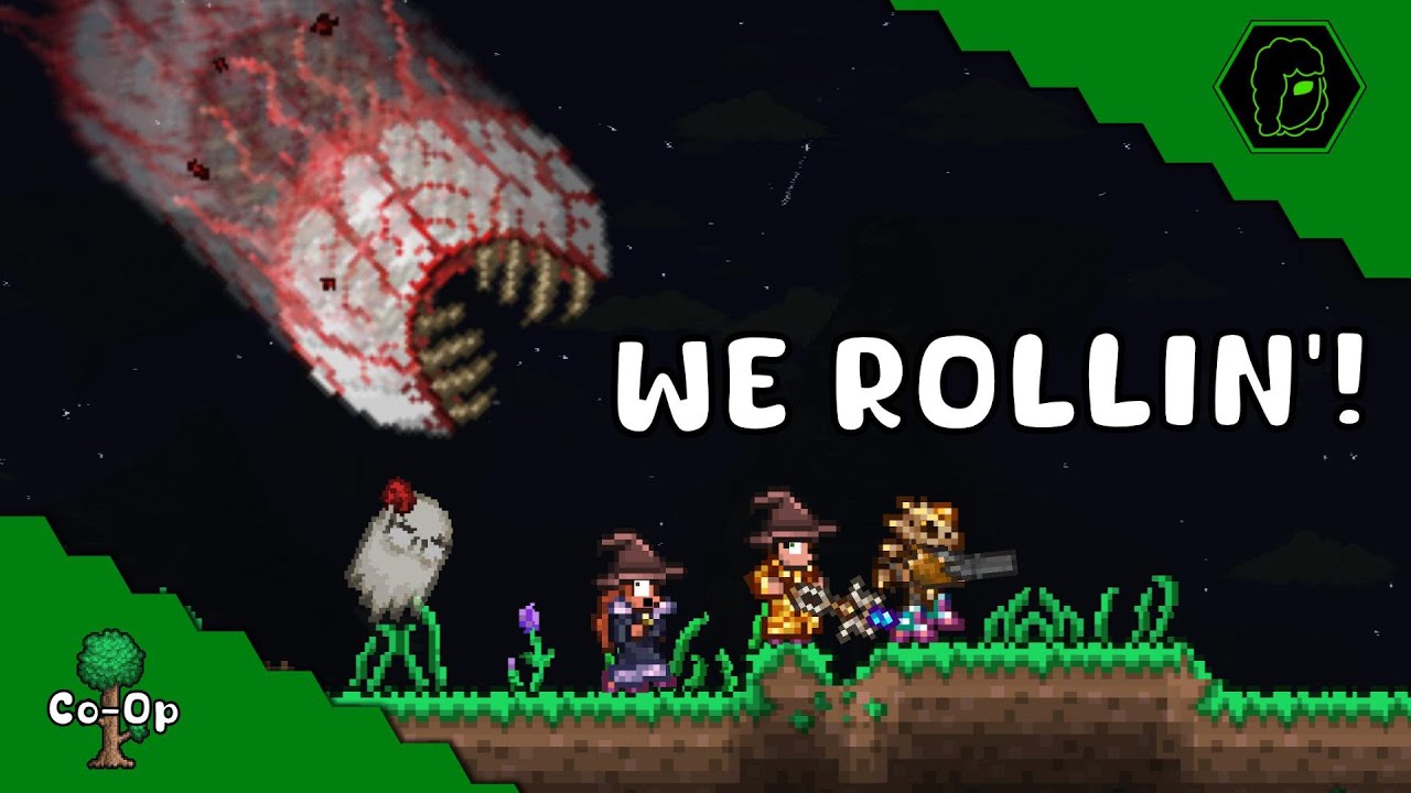 NEW Roller Skates! + Eye of Cthulhu (Terraria 1.4.5 Co-Op) Ep #2