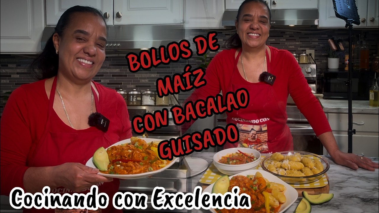 Bollos de Maíz con Bacalao Guisado al Estilo Dominicano 🇩🇴 | Receta Tradicional Paso a Paso