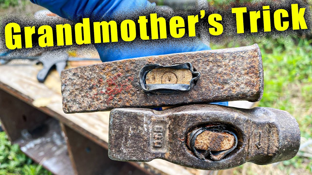 No wedge. Grandmother showed the secret How to put a hammer on the handle without a nail or wedge