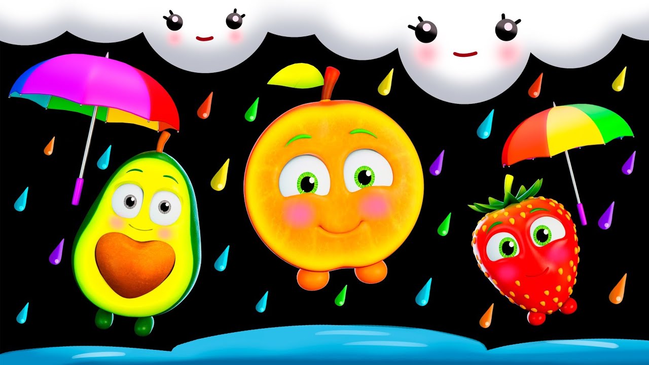 🌧️ Rain Rain Go Away | Funky Fruits Baby Sensory Summer Dance Party 🍉☀️