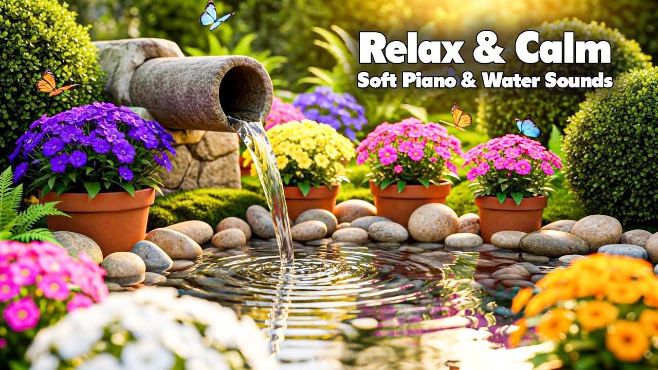 Relaxing Music for Healing + Piano & Water Sounds 🌿Music for Stress, Deep Sleep & Deep Relaxation,