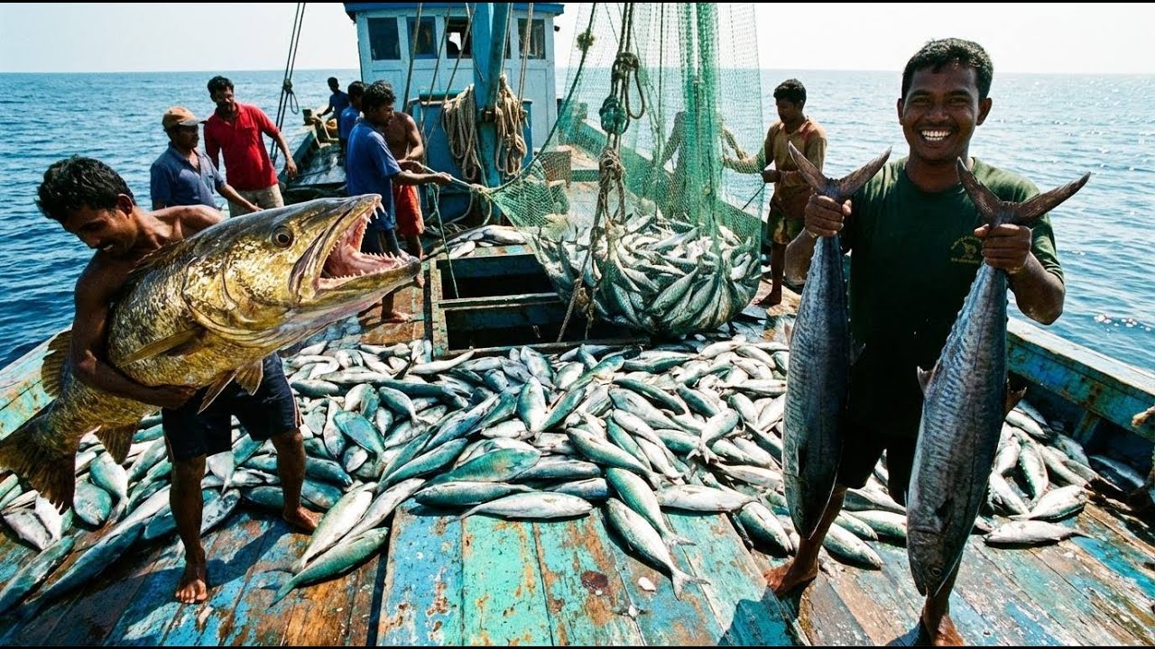 Jackpot at Sea! Unloading TONS of Fresh Fish from Massive Nets 🚢💰