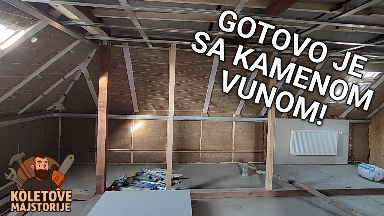 Gotovo postavljanje kamene vune u potkrovlju 