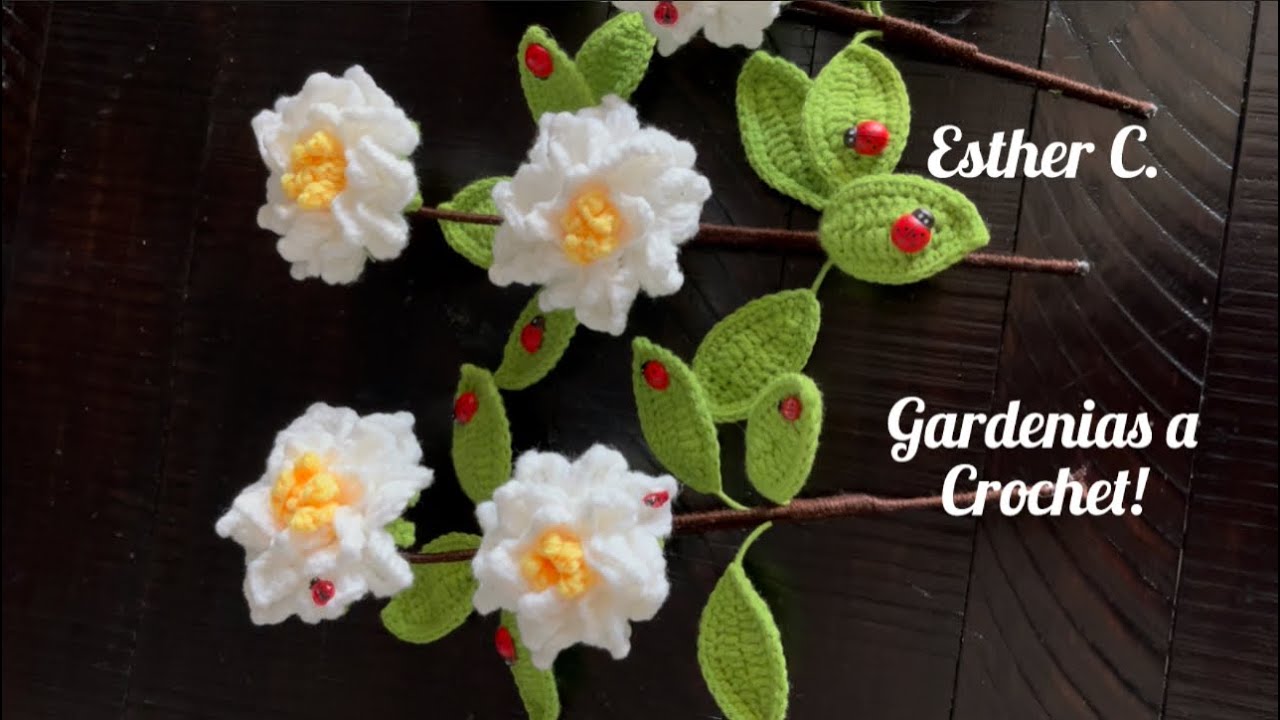 FLORES GARDENIAS TEJIDAS A CROCHET 🌸 Tutorial Flor Gardenia a Crochet Super Fácil y Rápido