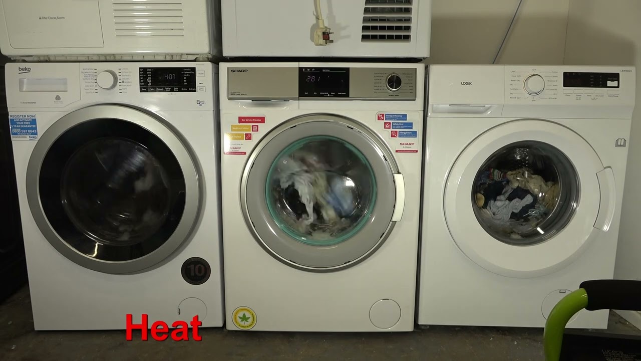 Wash race - Beko vs Sharp vs logik / Full load Wash and dry cycle.
