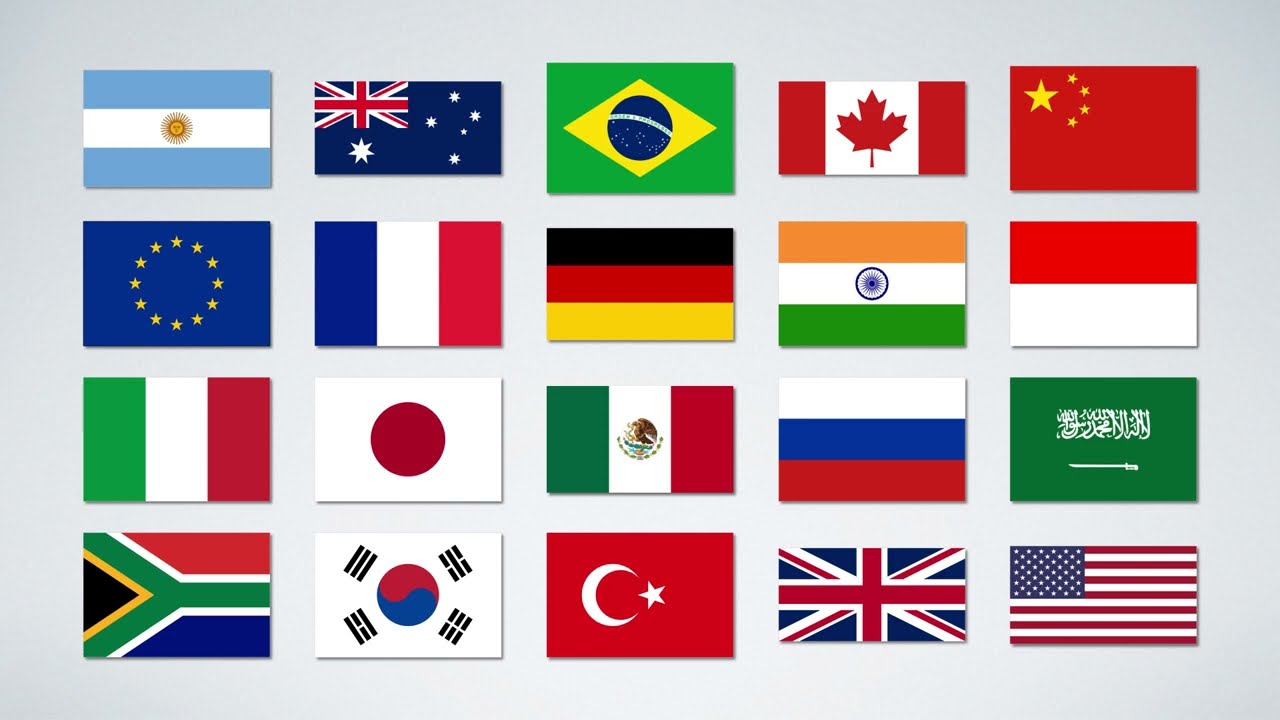 Flags of Group of Twenty (G20) Members