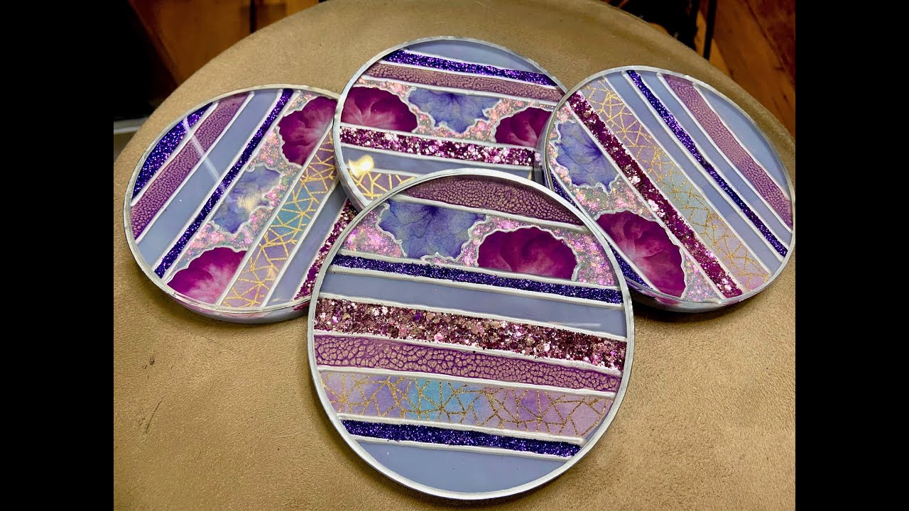 Gorgeous Purple Glam Resin Coasters