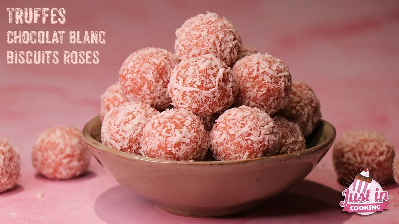 ♡ Recette de Truffes Chocolat Blanc Biscuits Roses de Reims et Vanille pour la Saint-Valentin ♡