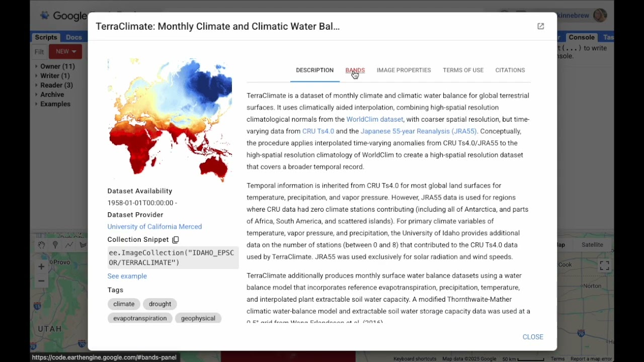 Exploring the TerraClimate dataset with Google Earth Engine